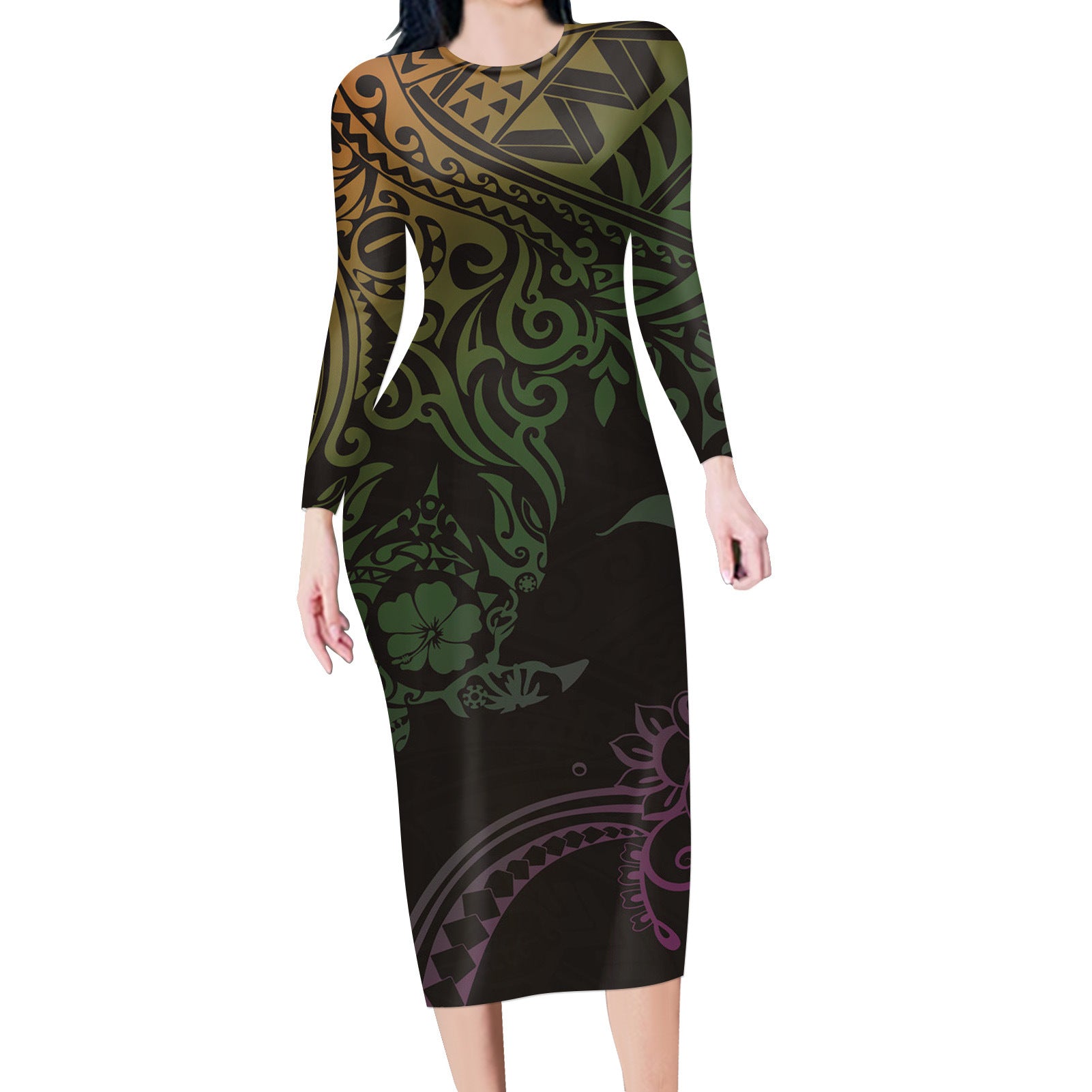 Custom Floral Long-sleeved Dress Custom Floral Long-sleeved Dress